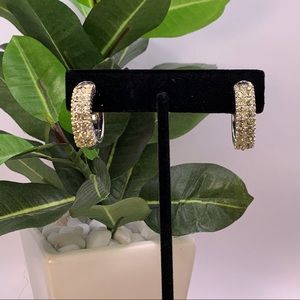 Vintage clear rhinestone hoop screw back earrings in excellent condition.